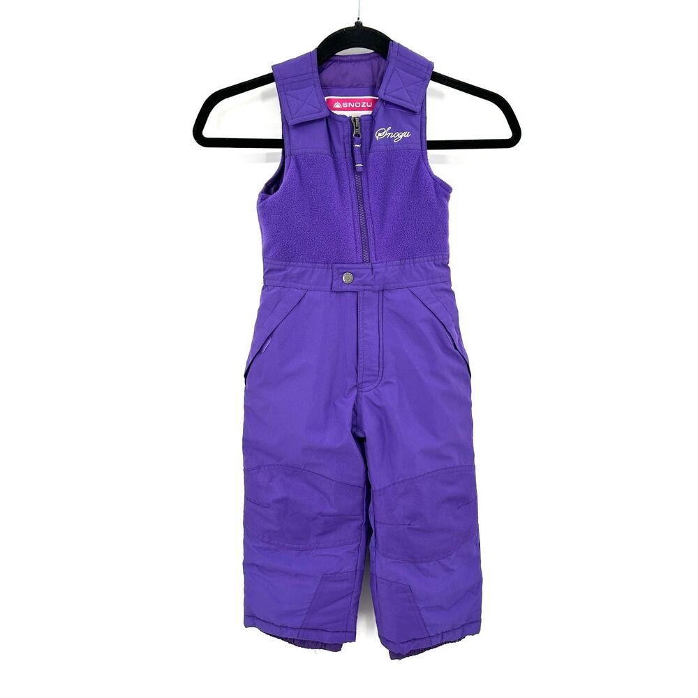 SNOZU Girls Purple Snow Bib Overalls Insulated Waterproof Ski Snowboard Size 4T - Picture 1 of 5